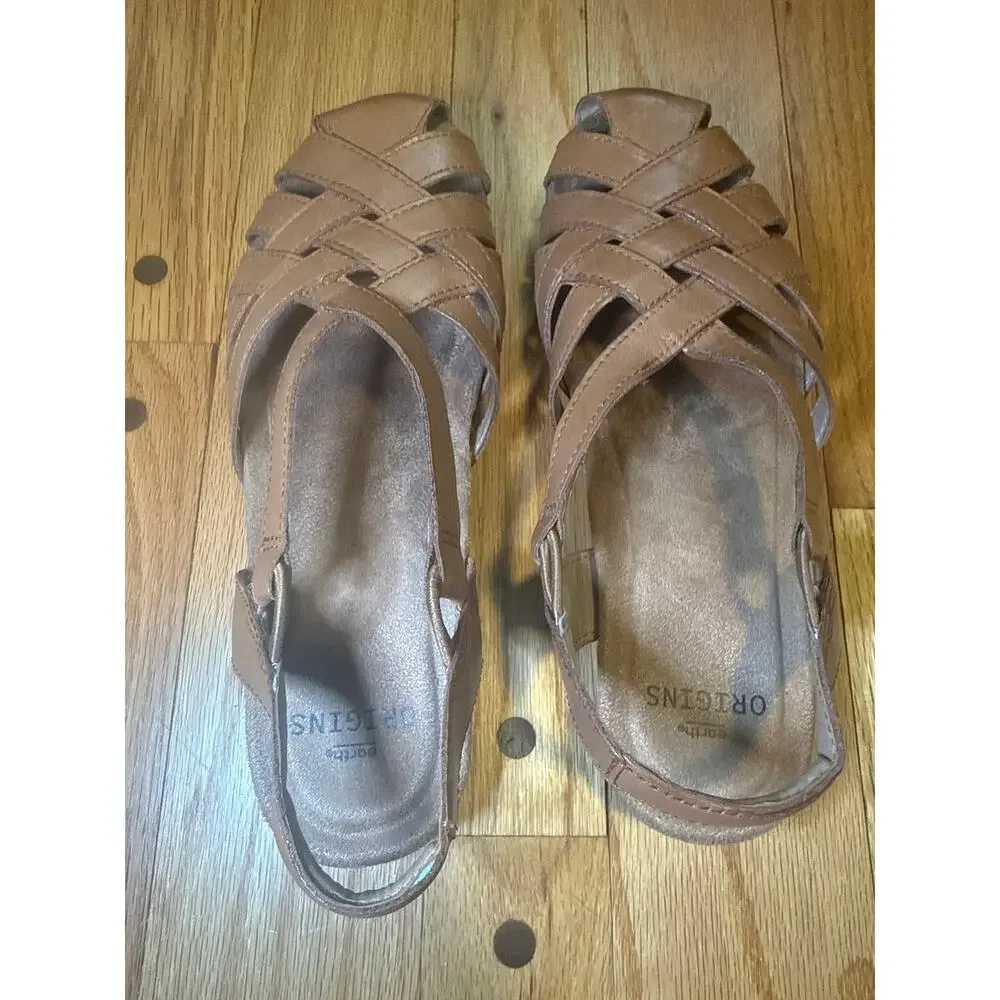 NEW Earth Origins Berri Sandal Women’s Size 8 N Narrow Brown Leather Fisherman